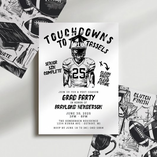 Touchdowns naar Strikken Voetbal Afstudeerfeest Kaart