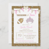 Touchdowns of Tiaras Waterverf Pink Gender Reveal Kaart (Voorkant)