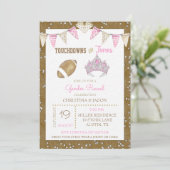 Touchdowns of Tiaras Waterverf Pink Gender Reveal Kaart (Staand voorkant)