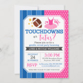 Touchdowns of tutus Blue Pink Gender Reopenbaarmak Kaart (Voorkant)