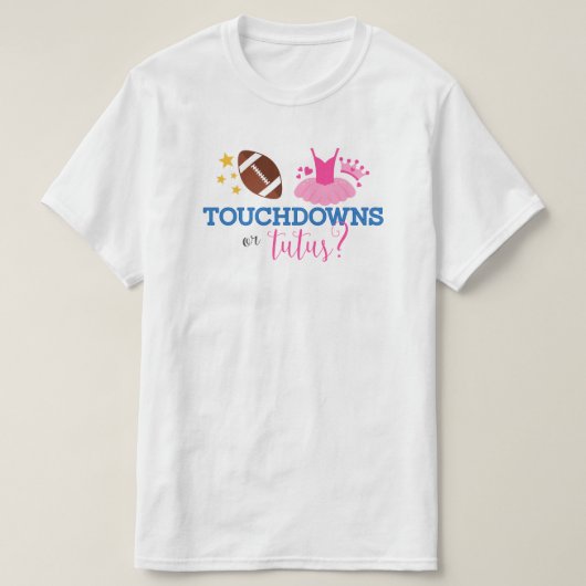 Touchdowns of Tutus Blue Pink Gender Reveal Mannen T-shirt (Design voorkant)