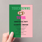 Touchdowns of tutus Gender onthullen Acryl Uitnodigingen (Insitu (Draagbaar))