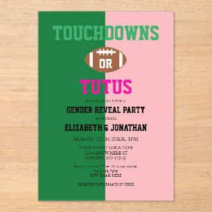 Touchdowns of tutus Gender onthullen Acryl Uitnodigingen