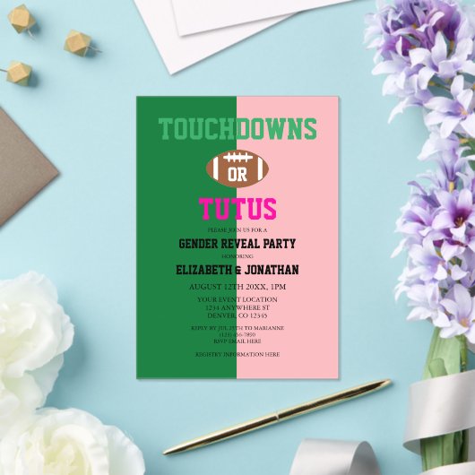 Touchdowns of tutus Gender onthullen Acryl Uitnodigingen (Insitu (Huwelijk))