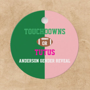 Touchdowns of tutus Gender onthullen Bedankjes Labels
