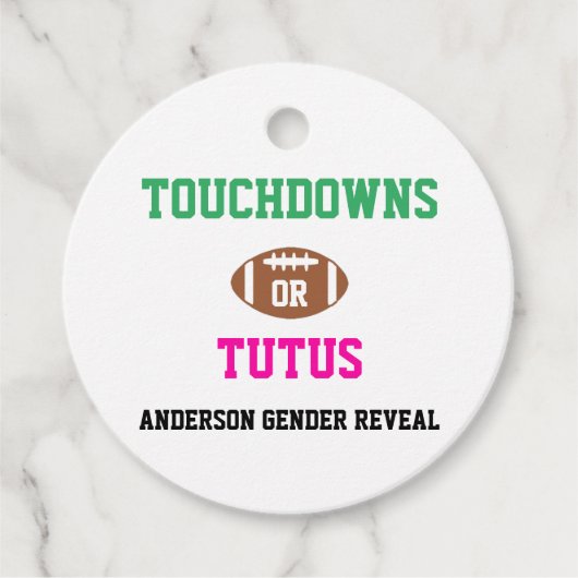 Touchdowns of tutus Gender onthullen Bedankjes Labels (Voorkant)