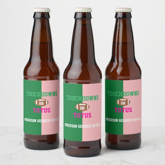 Touchdowns of tutus Gender onthullen Bier Etiket (Flessen)