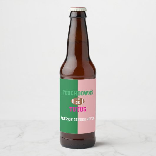 Touchdowns of tutus Gender onthullen Bier Etiket (Voorkant)