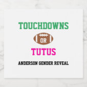 Touchdowns of tutus Gender onthullen Bier Etiket (Enkel label)