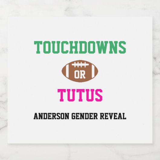 Touchdowns of tutus Gender onthullen Bier Etiket (Enkel label)
