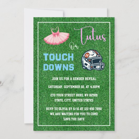 Touchdowns of tutus Gender onthullen Kaart (Voorkant)