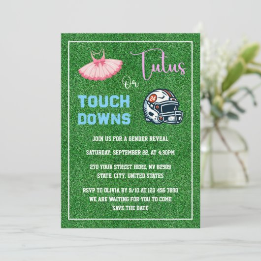 Touchdowns of tutus Gender onthullen Kaart (Staand voorkant)