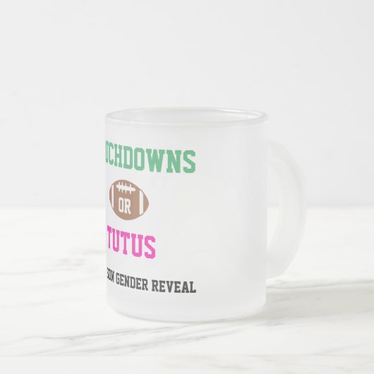 Touchdowns of tutus Gender onthullen Matglas Koffiemok (Voorkant rechts)