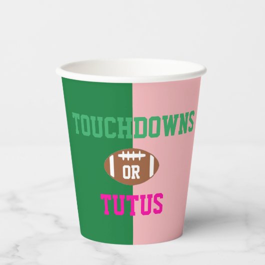 Touchdowns of tutus Gender onthullen Papieren Bekers (Voorkant)
