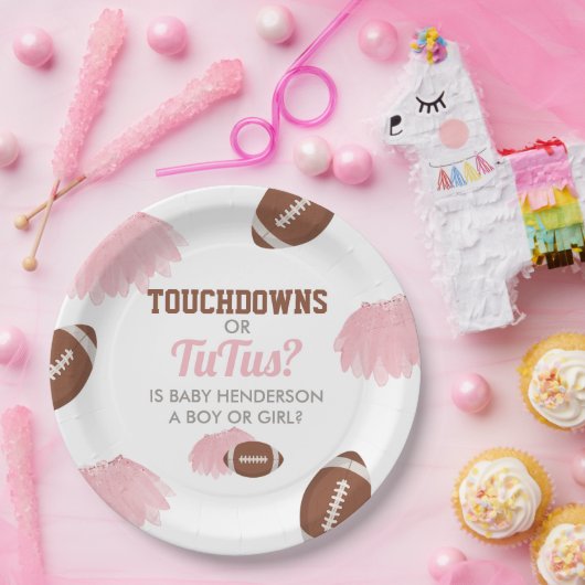 Touchdowns of tutus Gender onthullen Papieren Bordje (Feest)