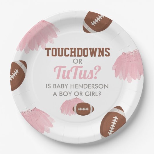 Touchdowns of tutus Gender onthullen Papieren Bordje (Voorkant)