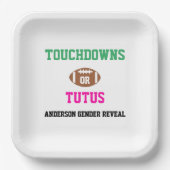 Touchdowns of tutus Gender onthullen Papieren Bordje (Voorkant)