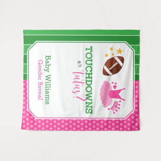 Touchdowns of Tutu's Gender Onthullen Party Achter Wandkleed (Voorkant (horizontaal))