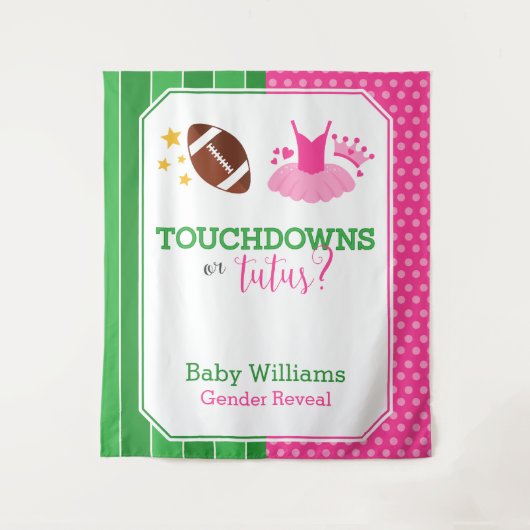 Touchdowns of Tutu's Gender Onthullen Party Achter Wandkleed (Voorkant)