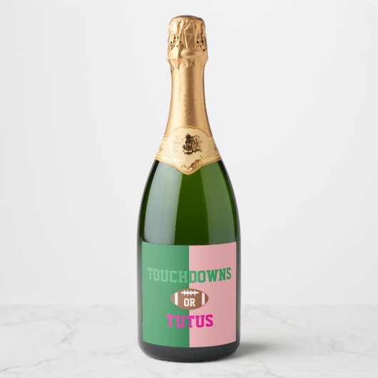 Touchdowns of tutus Gender onthullen Sparkling Wijnetiket (Voorkant)