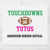 Touchdowns of tutus Gender onthullen Sparkling Wijnetiket (Enkel label)