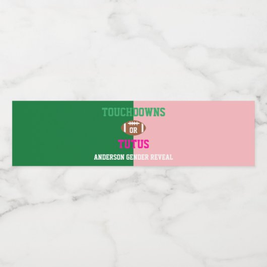 Touchdowns of tutus Gender onthullen Waterfles Etiket (Enkel label)