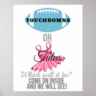 Touchdowns of tutus gender onthullen welkomstbord poster