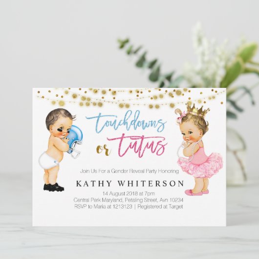 Touchdowns of Tutus gender-openbaring Kaart (Staand voorkant)