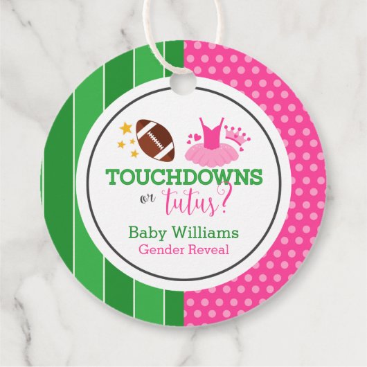 Touchdowns of tutus Gender Reopenbaarmakingparty Bedankjes Labels (Achterkant)