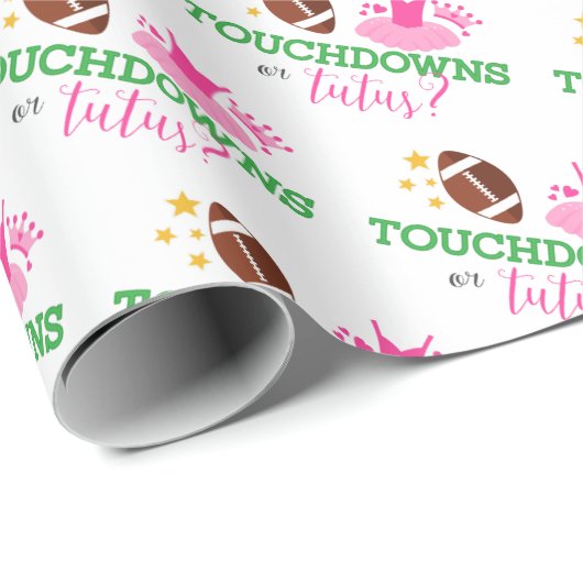 Touchdowns of tutus Gender Reopenbaarmakingparty Cadeaupapier (Rol Hoek)