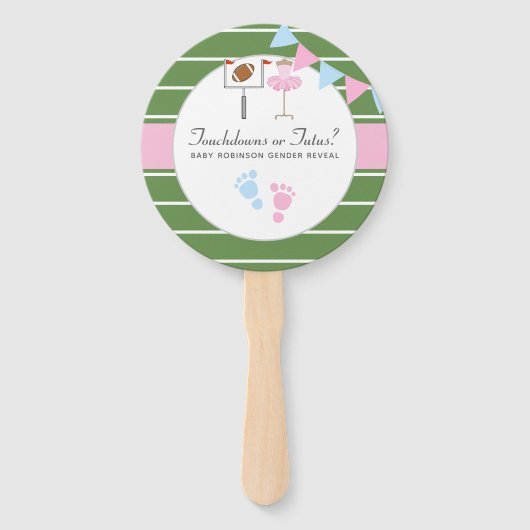 Touchdowns of tutus Gender Reopenbaarmakingparty Handwaaier (Voorkant)