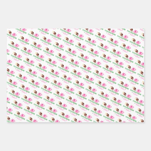 Touchdowns of tutus Gender Reopenbaarmakingparty Inpakpapier Vel (Voorkant 3)