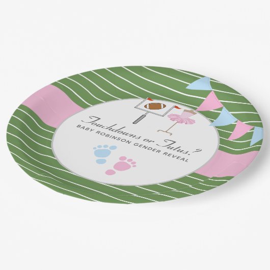 Touchdowns of tutus Gender Reopenbaarmakingparty Papieren Bordje (Gekanteld)