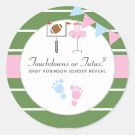 Touchdowns of tutus Gender Reopenbaarmakingparty Ronde Sticker