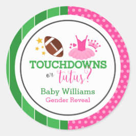 Touchdowns of tutus Gender Reopenbaarmakingparty Ronde Sticker