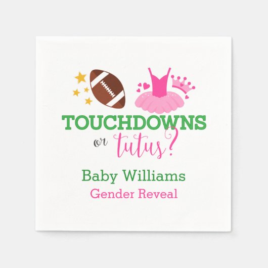 Touchdowns of tutus Gender Reopenbaarmakingparty Servet (Voorkant)