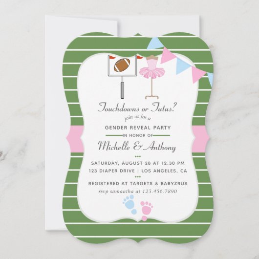 Touchdowns of tutus Gender Reopenbaart partijuitno Kaart (Voorkant)