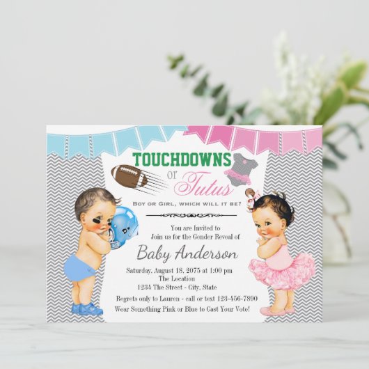 Touchdowns of tutus Gender Reopenbaart partijuitno Kaart (Staand voorkant)