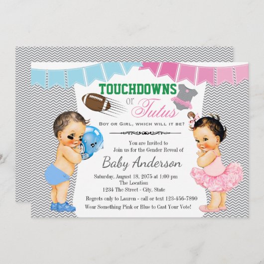 Touchdowns of tutus Gender Reopenbaart partijuitno Kaart (Voorkant / Achterkant)