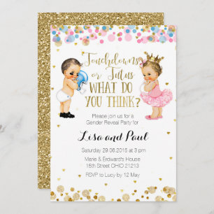 Touchdowns of Tutus Gender Reopenbaart uitnodiging