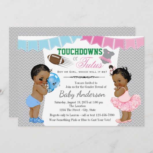 Touchdowns of Tutus Geslacht onthullen uitnodiging (Voorkant / Achterkant)