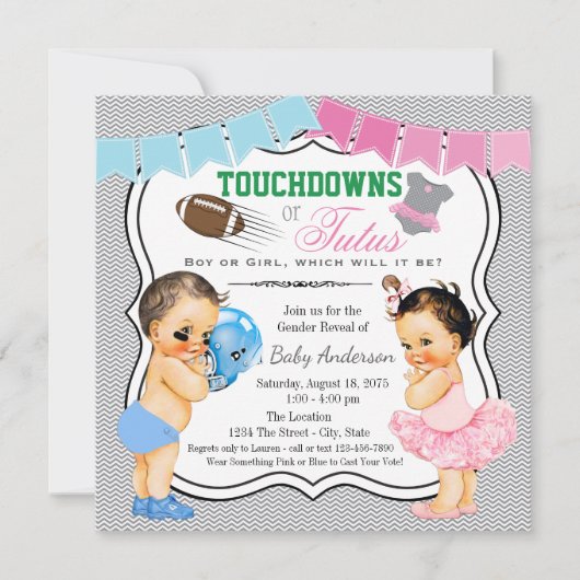 Touchdowns of Tutus Geslacht Onthulling Feest Uitn Kaart (Voorkant)