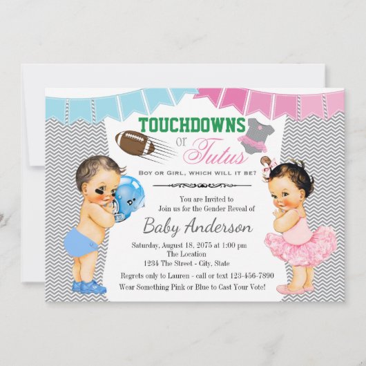 Touchdowns of Tutus Geslacht Onthulling Feest Uitn Kaart (Voorkant)