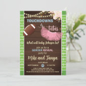 Touchdowns of tutus geslacht onthulling uitnodigin kaart (Staand voorkant)