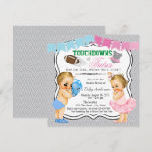 Touchdowns of Tutus Geslacht Openbaring Uitnodigin Kaart (Voorkant / Achterkant)