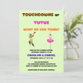 Touchdowns of Tutus Geslacht Reveal Feest Kaart (Staand voorkant)