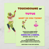 Touchdowns of Tutus Geslacht Reveal Feest Kaart (Voorkant / Achterkant)