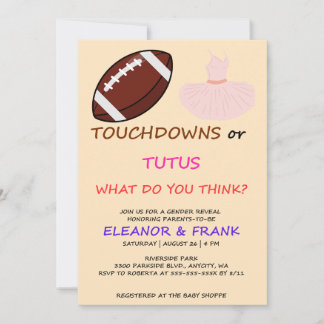 Touchdowns of Tutus Geslacht Reveal Feest Kaart