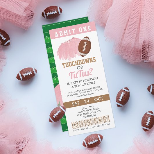 Touchdowns of Tutus Geslacht Reveal Ticket Kaart