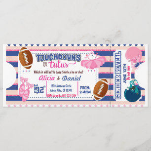 Touchdowns of Tutus Invitation - blauw of roze Kaart